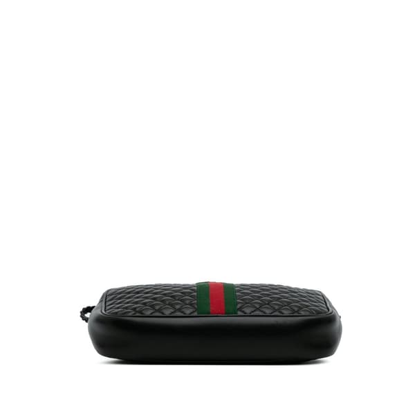 Pre-owned Gucci Small Quilted Leather Web Trapuntata Crossbody Black