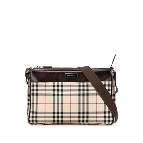 Pre-owned Burberry House Check Canvas Crossbody Brown
