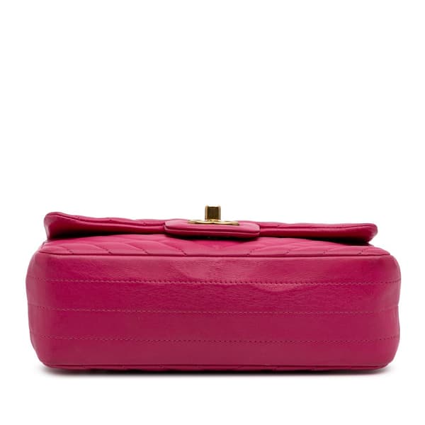 Pre-owned Chanel Mini Rectangular Classic Chevron Lambskin Single Flap Pink
