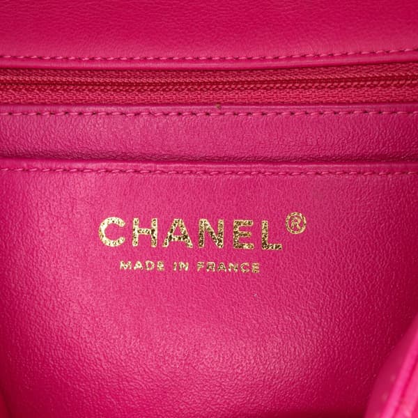 Pre-owned Chanel Mini Rectangular Classic Chevron Lambskin Single Flap Pink