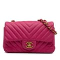 Pikkukuva 1 / 10: Pre-owned Chanel Mini Rectangular Classic Chevron Lambskin Single Flap Pink