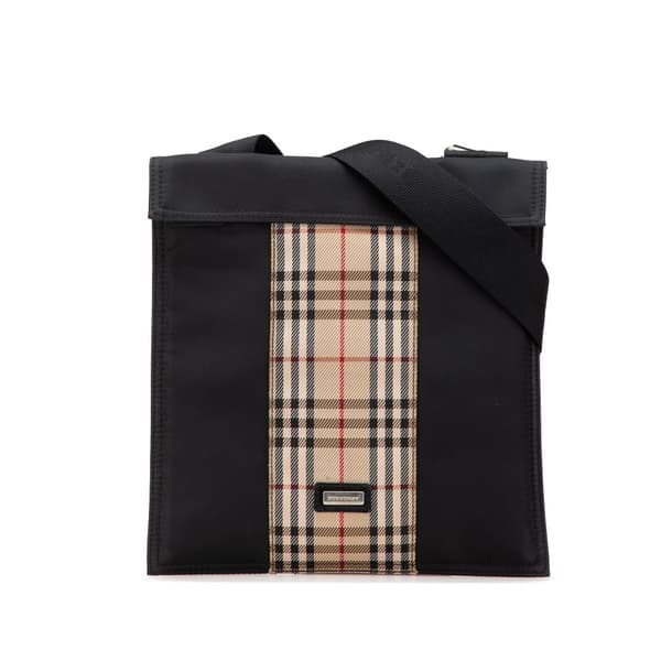 Pre-owned Burberry House Check Canvas and Nylon Crossbody Black