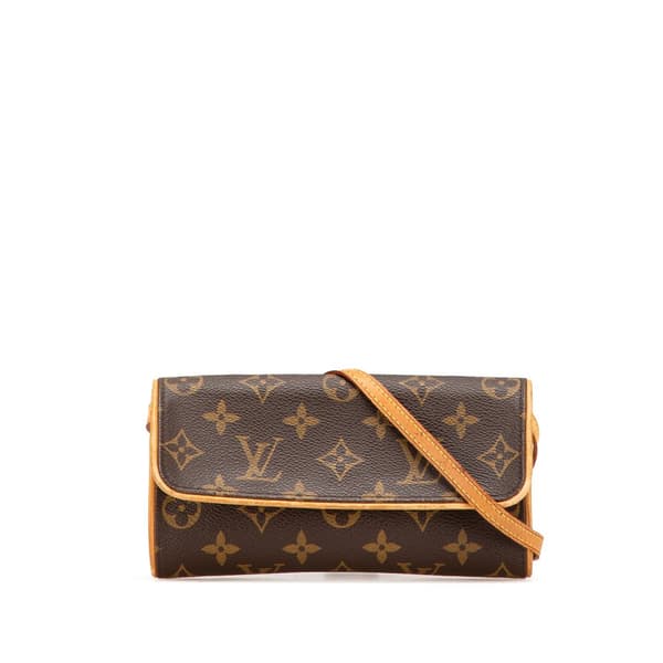 Pre-owned Louis Vuitton Monogram Pochette Twin PM Brown