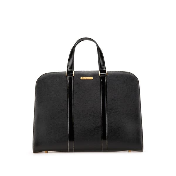 Pre-owned Burberry Leather Business Bag Black
