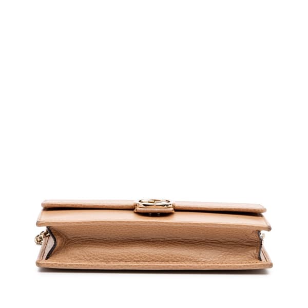 Pre-owned Gucci Interlocking G Dollar Calfskin Wallet on Chain Brown