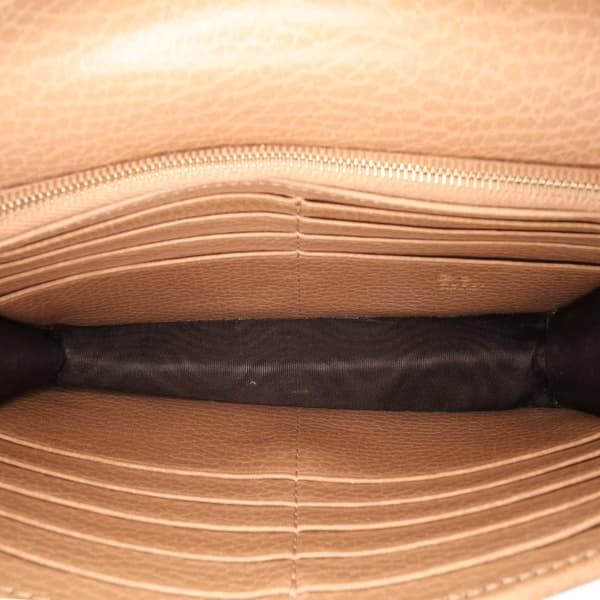 Pre-owned Gucci Interlocking G Dollar Calfskin Wallet on Chain Brown