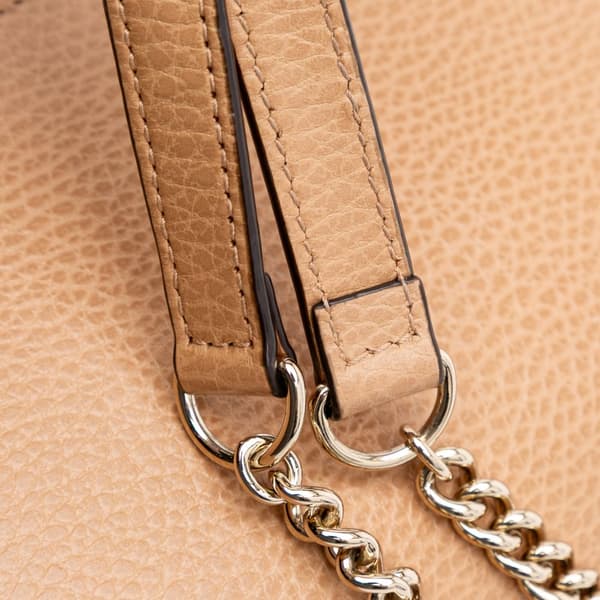 Pre-owned Gucci Interlocking G Dollar Calfskin Wallet on Chain Brown