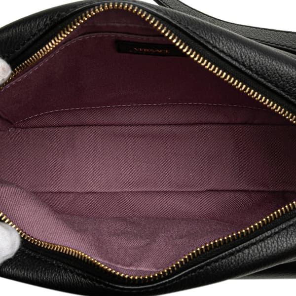 Pre-owned Versace Grained Calfskin La Medusa Crossbody Black