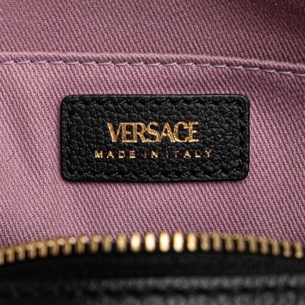 Pre-owned Versace Grained Calfskin La Medusa Crossbody Black