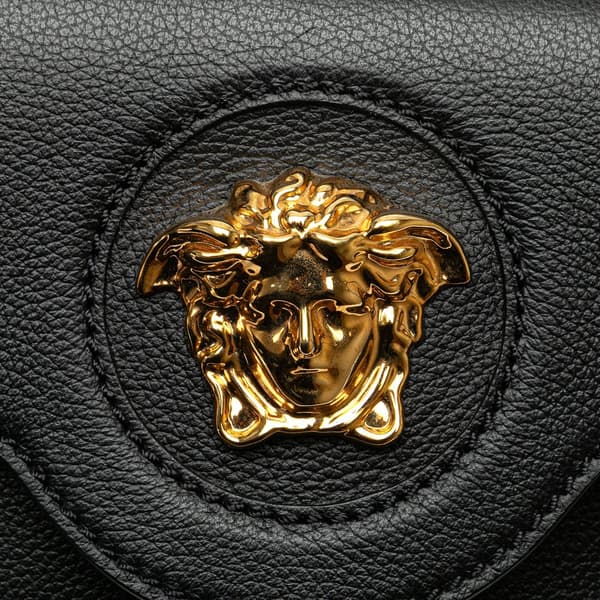 Pre-owned Versace Grained Calfskin La Medusa Crossbody Black