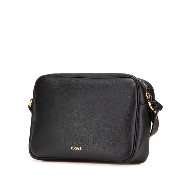 Pre-owned Versace Grained Calfskin La Medusa Crossbody Black