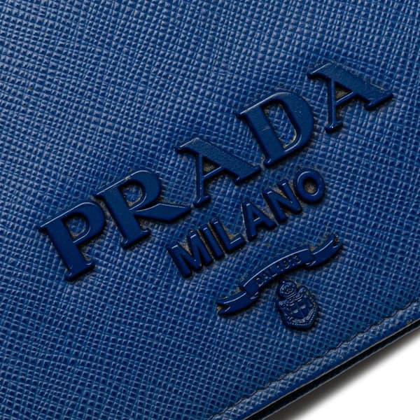 Pre-owned Prada Saffiano Lux Monochrome Wallet on Chain Blue