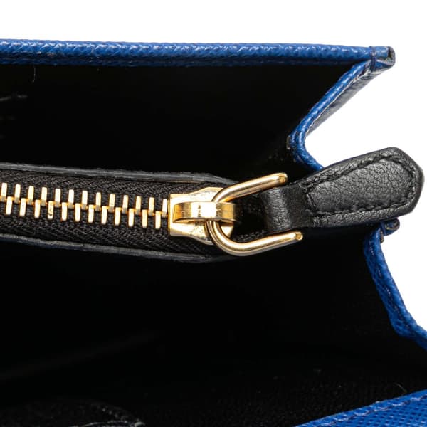 Pre-owned Prada Saffiano Lux Monochrome Wallet on Chain Blue
