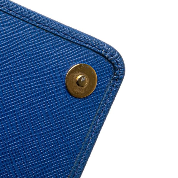 Pre-owned Prada Saffiano Lux Monochrome Wallet on Chain Blue