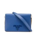 Pikkukuva 1 / 10: Pre-owned Prada Saffiano Lux Monochrome Wallet on Chain Blue