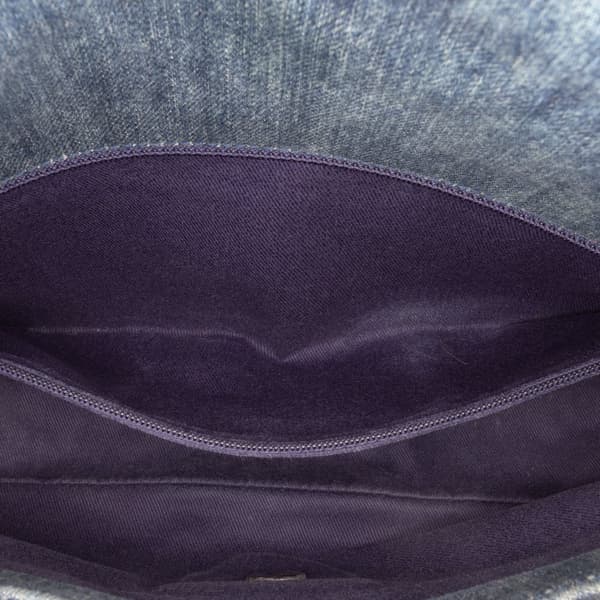 Pre-owned Chanel Large Embroidered Denim Camellia Flap Blue