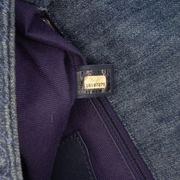 Pre-owned Chanel Large Embroidered Denim Camellia Flap Blue