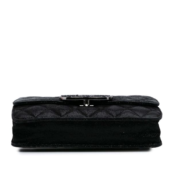 Pre-owned Chanel Iridescent Caviar Crystal CC Wallet On Chain Black