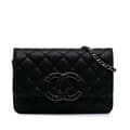 Miniatyrbild 1 av 10: Pre-owned Chanel Iridescent Caviar Crystal CC Wallet On Chain Black