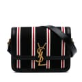Miniatyrbild 1 av 10: Pre-owned Saint Laurent Small Canvas Striped Solferino Satchel In Box Black