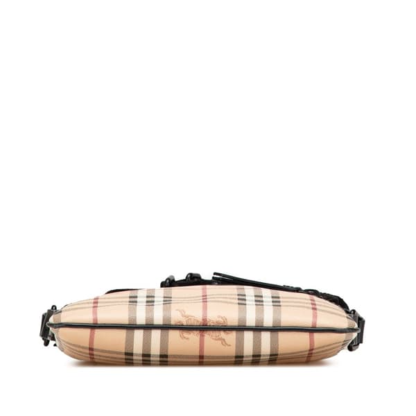 Pre-owned Burberry Haymarket Check Coated Canvas Crossbody Brown