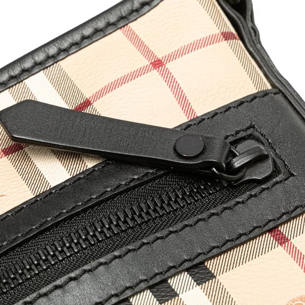 Pre-owned Burberry Haymarket Check Coated Canvas Crossbody Brown