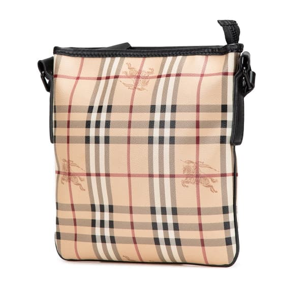 Pre-owned Burberry Haymarket Check Coated Canvas Crossbody Brown
