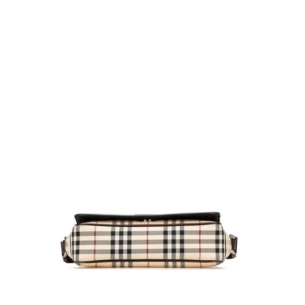 Pre-owned Burberry House Check Canvas Flap Crossbody Brown