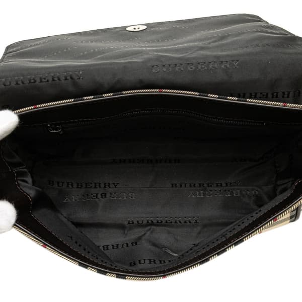 Pre-owned Burberry House Check Canvas Flap Crossbody Brown
