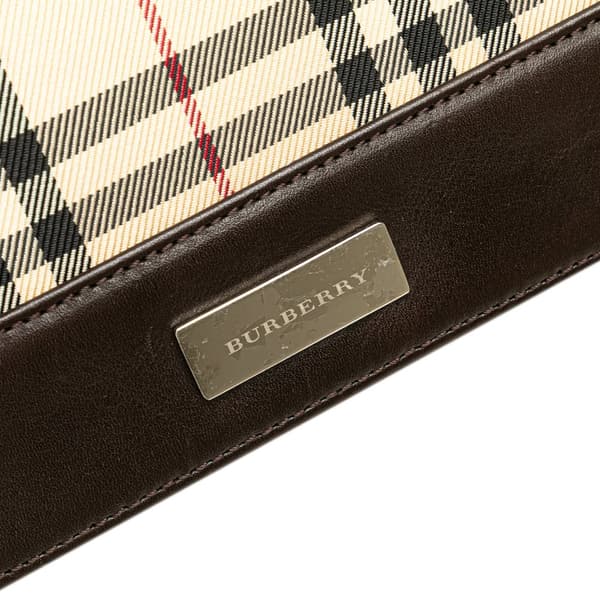 Pre-owned Burberry House Check Canvas Flap Crossbody Brown