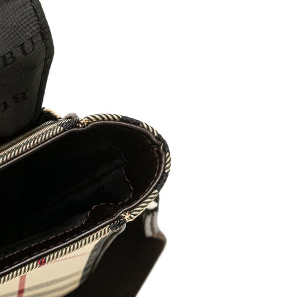 Pre-owned Burberry House Check Canvas Flap Crossbody Brown