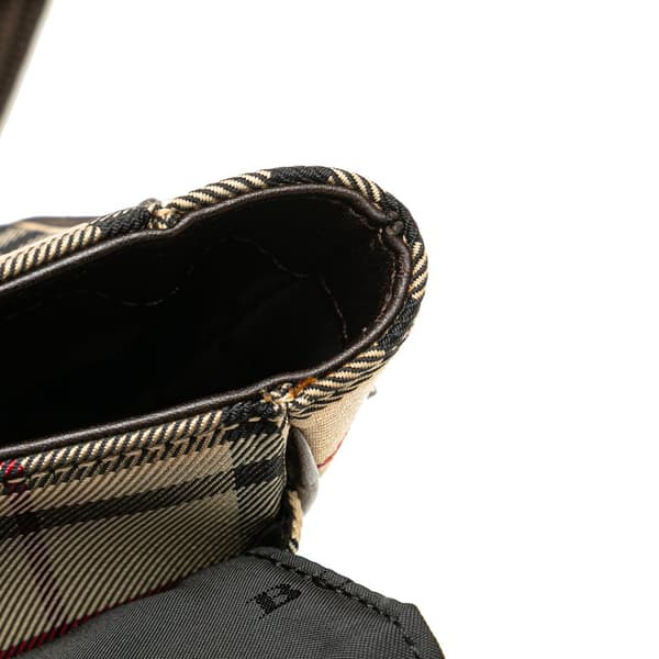 Pre-owned Burberry House Check Canvas Flap Crossbody Brown