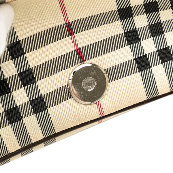 Pre-owned Burberry House Check Canvas Flap Crossbody Brown