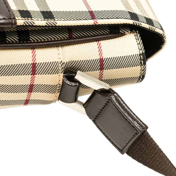 Pre-owned Burberry House Check Canvas Flap Crossbody Brown