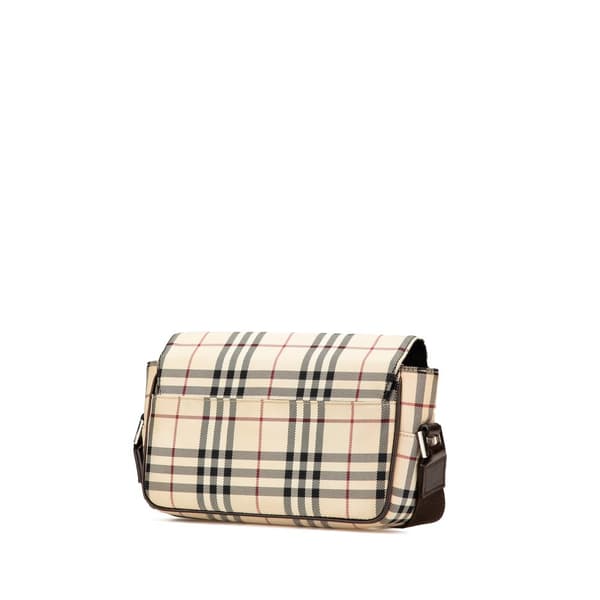 Pre-owned Burberry House Check Canvas Flap Crossbody Brown