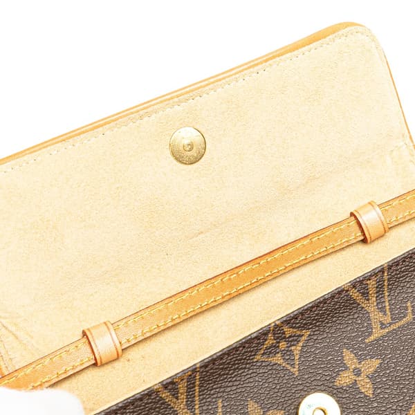 Pre-owned Louis Vuitton Monogram Pochette Twin PM Brown