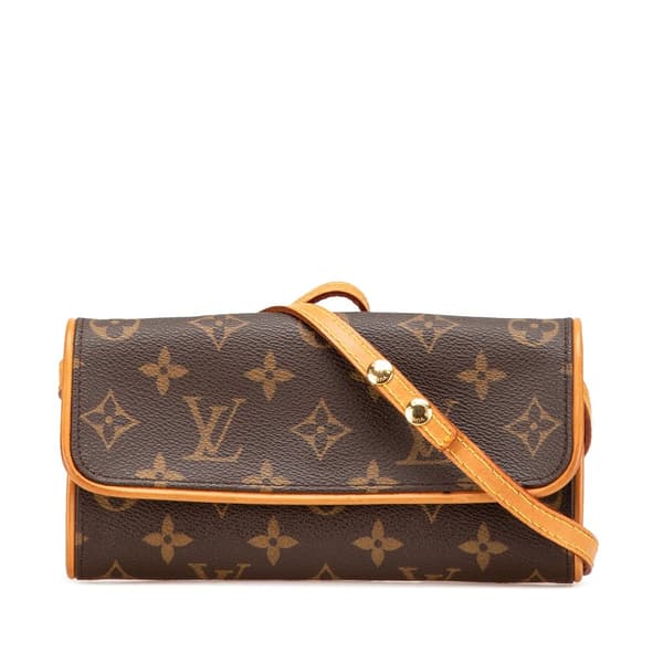 Pre-owned Louis Vuitton Monogram Pochette Twin PM Brown