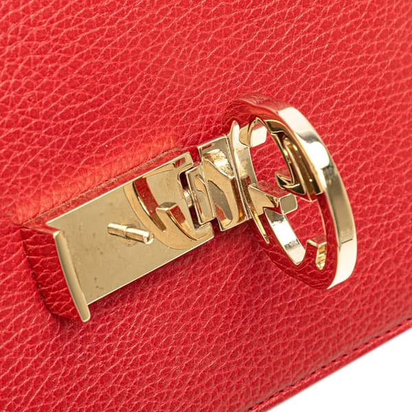 Pre-owned Gucci Small Dollar Calfskin Interlocking G Crossbody Red