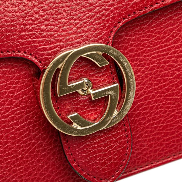 Pre-owned Gucci Small Dollar Calfskin Interlocking G Crossbody Red