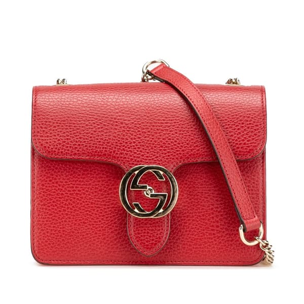 Pre-owned Gucci Small Dollar Calfskin Interlocking G Crossbody Red