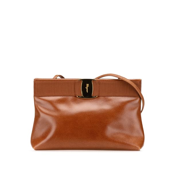 Pre-owned Ferragamo Leather Vara Crossbody Brown