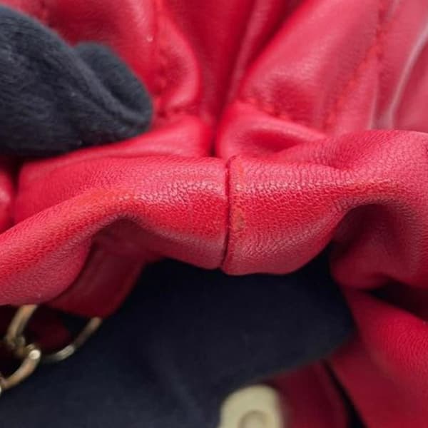 Pre-owned Dior Mini Lambskin Cannage Gaufre Delices Bag Red