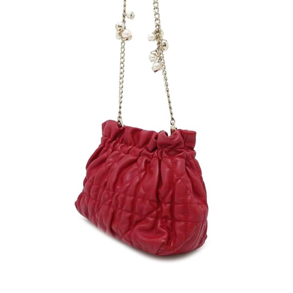 Pre-owned Dior Mini Lambskin Cannage Gaufre Delices Bag Red