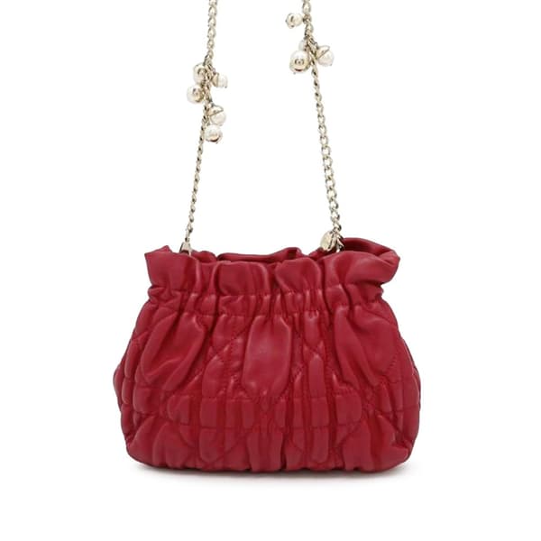 Pre-owned Dior Mini Lambskin Cannage Gaufre Delices Bag Red