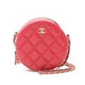 Miniatyrbild 1 av 9: Pre-owned Chanel Quilted Caviar Round Clutch With Chain Red
