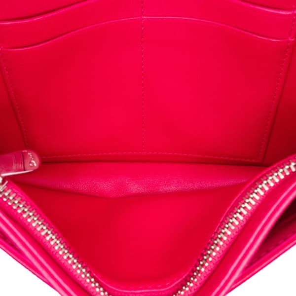 Pre-owned Dior Leather Patch Embroidered Diorama Wallet On Chain Pink