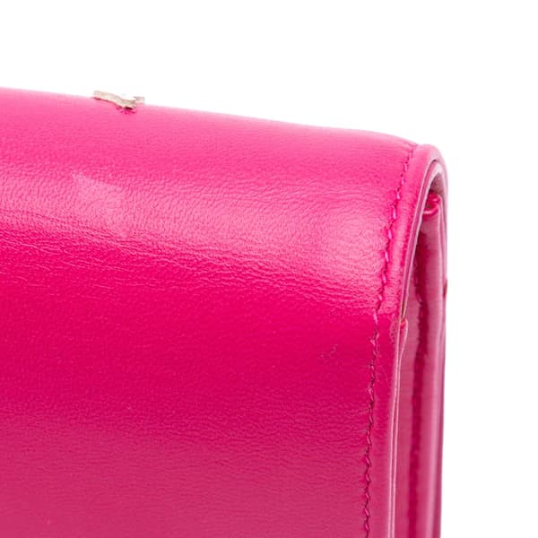 Pre-owned Dior Leather Patch Embroidered Diorama Wallet On Chain Pink