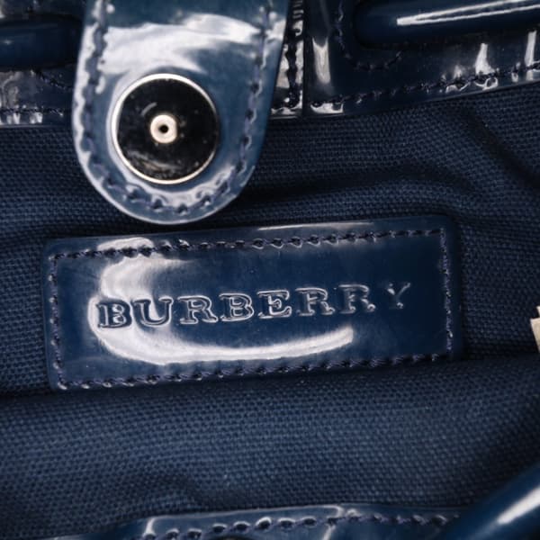 Pre-owned Burberry Supernova Check Coated Canvas Gradient Drawstring Crossbody Blue