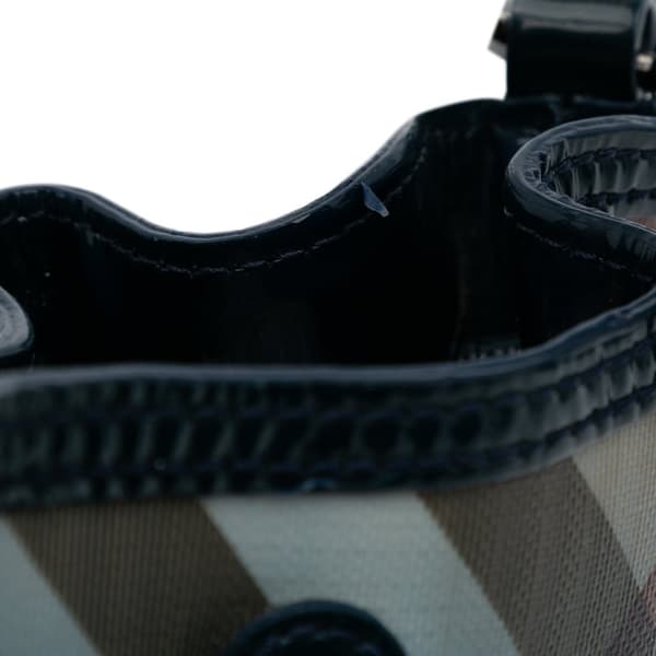 Pre-owned Burberry Supernova Check Coated Canvas Gradient Drawstring Crossbody Blue