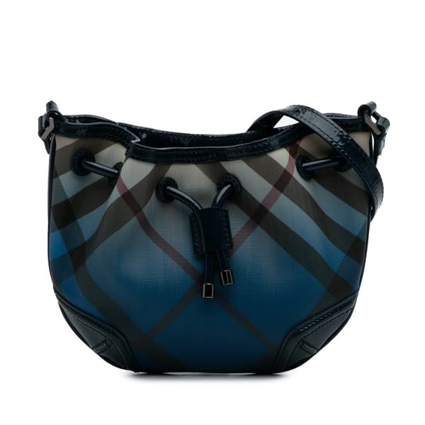 Pre-owned Burberry Supernova Check Coated Canvas Gradient Drawstring Crossbody Blue